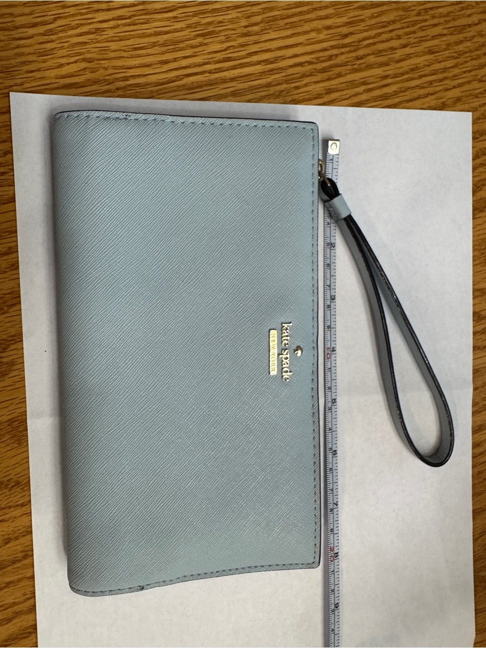 Kate Spade Powder Blue Leather Wristlet Wallet with Strap